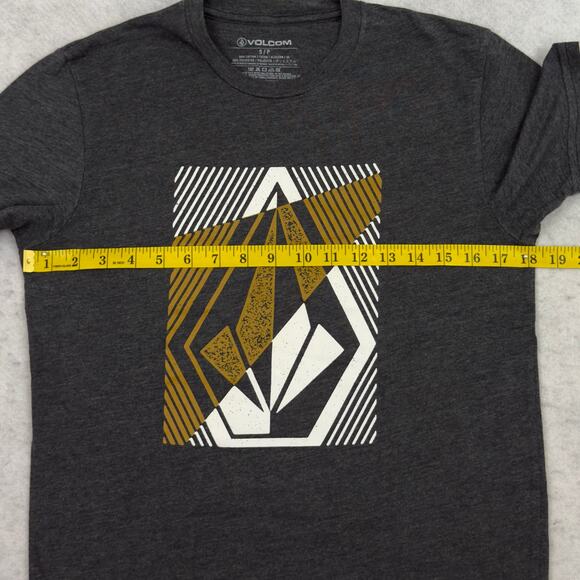 Volcom Graphic T-Shirt Mens Small Black Yellow Modern Fit Logo Tee 50/50 Soft - Picture 5 of 8
